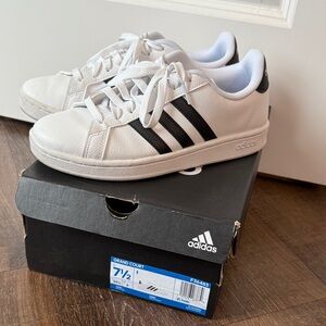 Adidas Women’s Grand Court Sneakers White Black Stripes